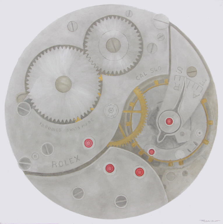 Benoit Rondot - MONTRE ROLEX - Technique mixte sur papier marouflé sur toile - 114x114 cm - 2012